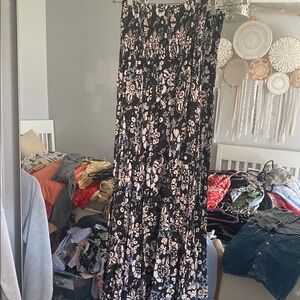 Tiare Hawaii Black floral Skirt and strapless dress